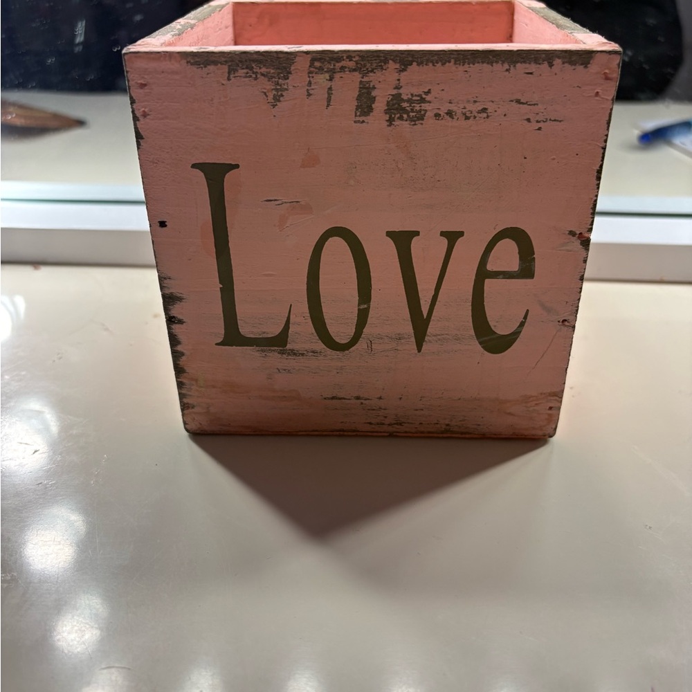 Rustic Pink Love Planter Box